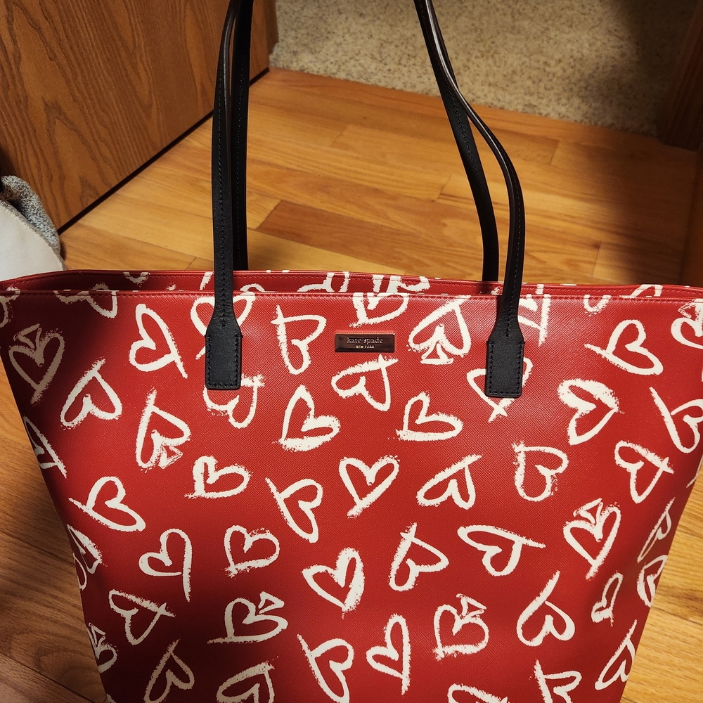 Kate Spade Red Tote With Hearts
